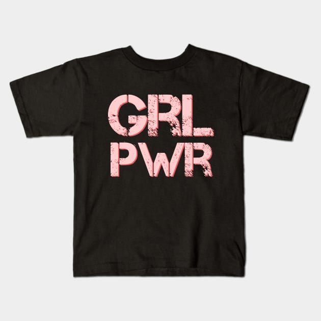 Grl Pwr - Girl Power - Minimal Feminist Typography Kids T-Shirt by StudioGrafiikka